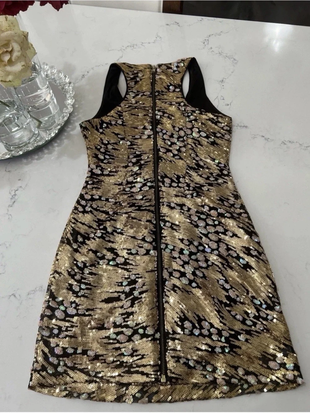 Gianni Bini Black & Gold Sequin Mini Dress - Picture 2 of 7